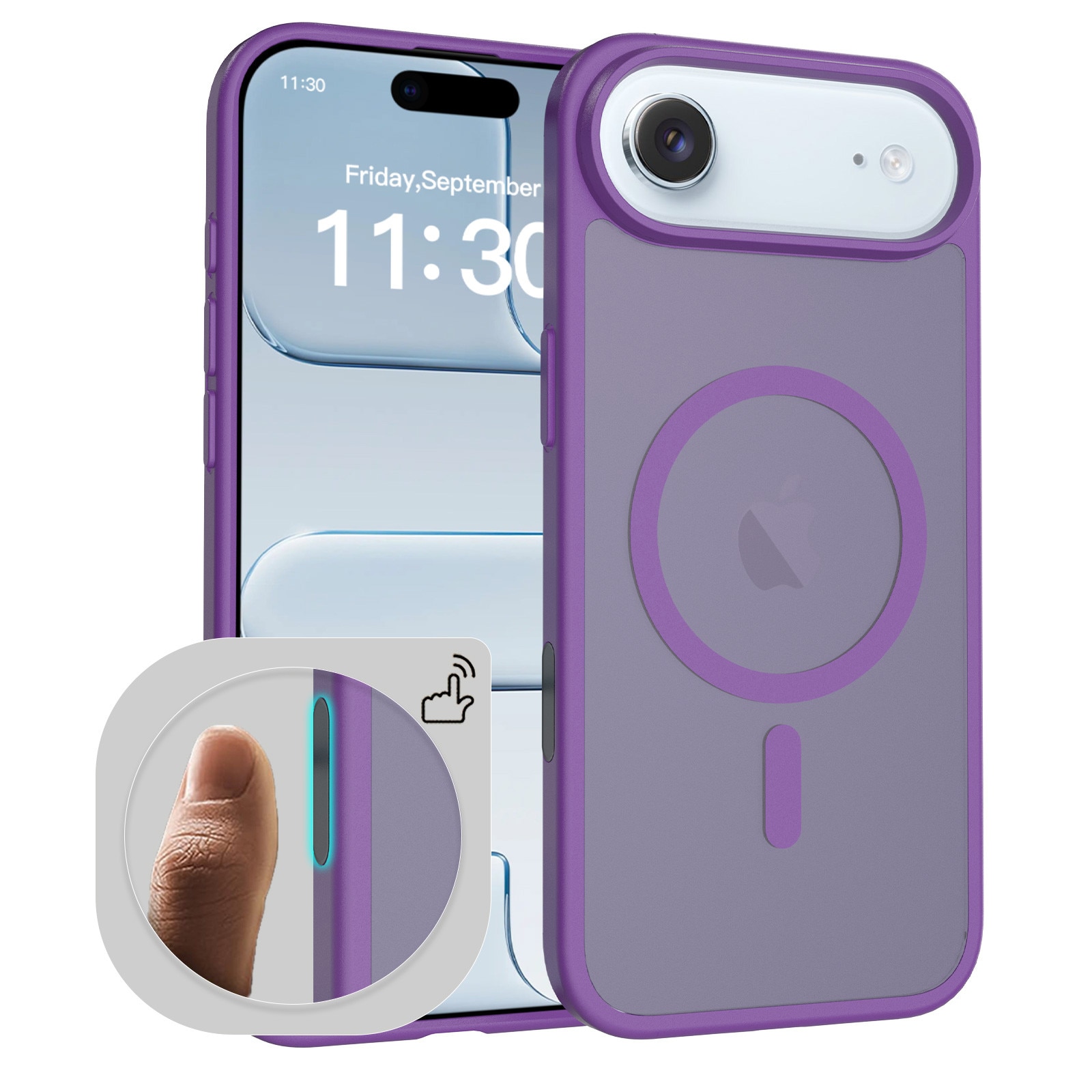 Husa de protectie pentru iPhone 17 Air, Omelivon, MagSafe, Incarcare Wireless, Antisoc, Margini Ridicate pentru Protectia Ecranului si a Camerelor, Violet inchis