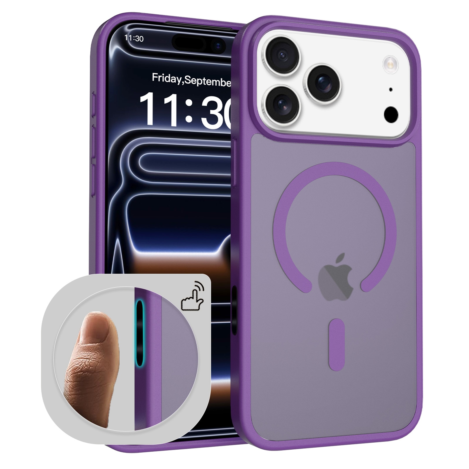 Husa de protectie pentru iPhone 17 Pro Max, Omelivon, MagSafe, Incarcare Wireless, Antisoc, Margini Ridicate pentru Protectia Ecranului si a Camerelor, Violet inchis