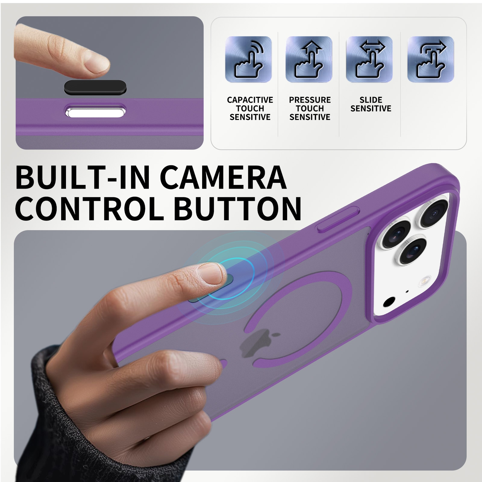 Husa de protectie pentru iPhone 17 Pro Max, Omelivon, MagSafe, Incarcare Wireless, Antisoc, Margini Ridicate pentru Protectia Ecranului si a Camerelor, Violet inchis
