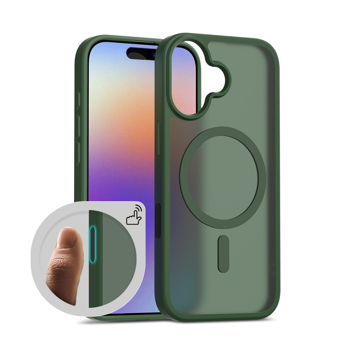 Husa de protectie pentru iPhone 17, Omelivon, MagSafe, Incarcare Wireless, Antisoc, Margini Ridicate pentru Protectia Ecranului si a Camerelor, Verde