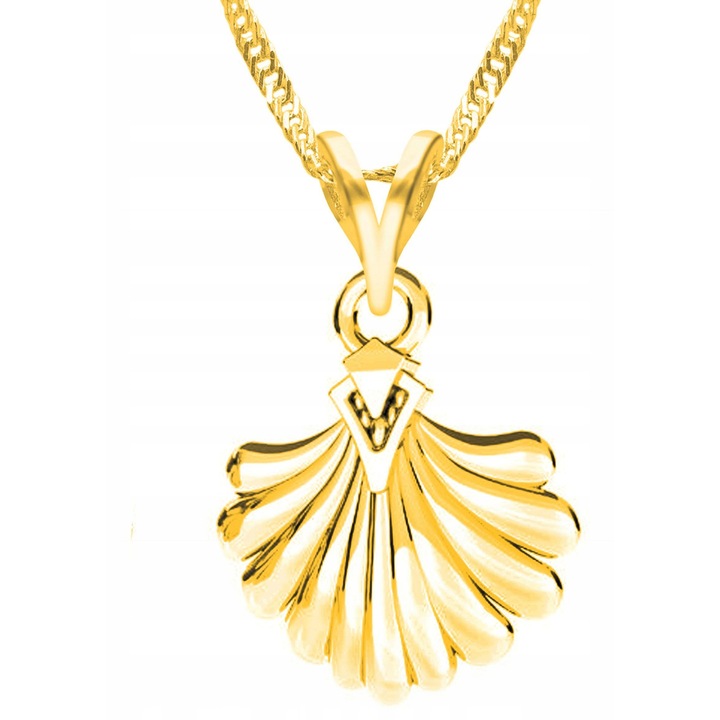 Colier din argint 925 cu aur 585, Larezo, motiv scoica, 47cm + 3cm