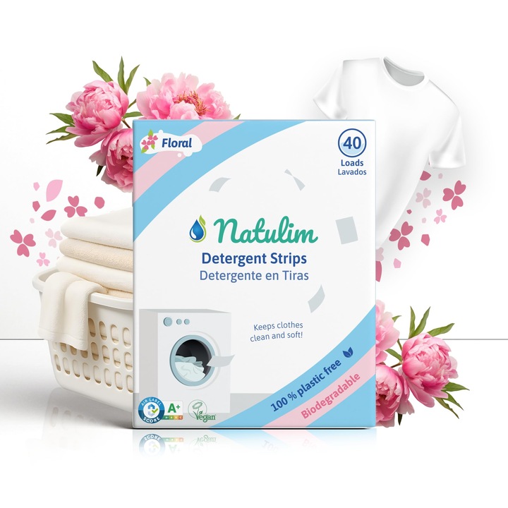 Natulim mosópor lapok, 40 mosásos készlet, biológiailag lebomló, virágillatú