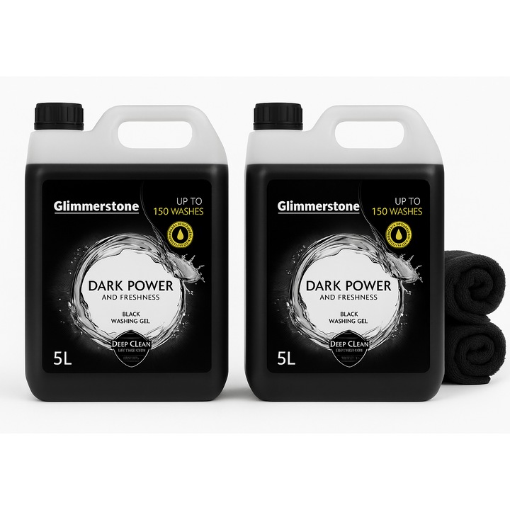 Detergent gel pentru haine negre Glimmerstone, set 2 buc, 10L, 300 spălări, formulă eficientă