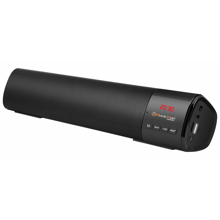 Soundbar MusicMan Mini, Bluetooth, FM rádió, USB, 2 csatornás, fekete