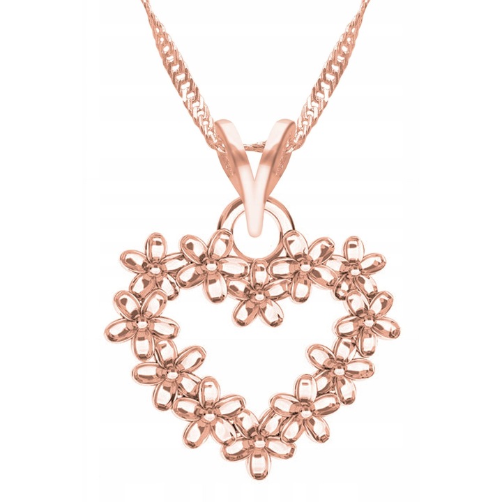 Colier dama, Larezo, Argint, Inima, Placat cu aur