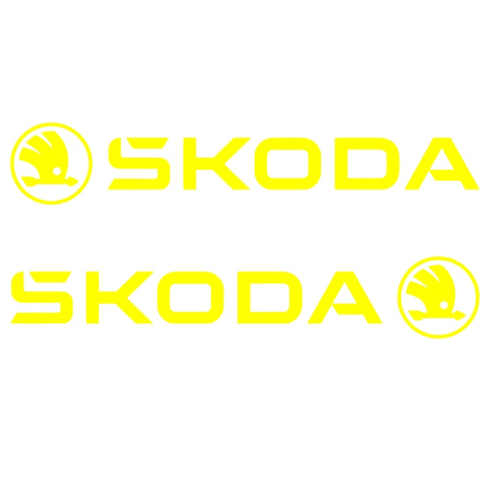 Set 2 stickere auto tuning, Skoda, 40cm, galben