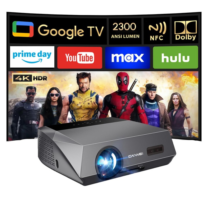 Проектор LUFVEBUT 4K, Smart Home Cinema, 2300 Ansi, WiFi6, Bluetooth