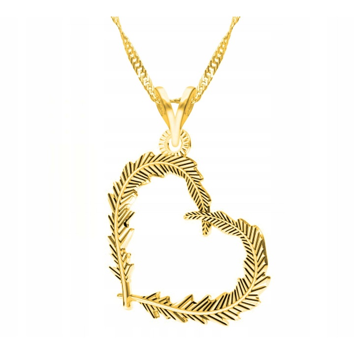 Colier din argint 925 cu placare aur 585, motiv inima, lungime 47cm + 3cm, set complet cu cutie si certificat, Larezo