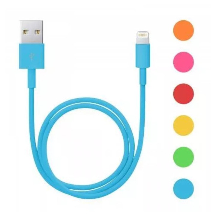 Adatkábel iPhone 5 iPhone 6 textilbevonat különböző színek 1m Delight