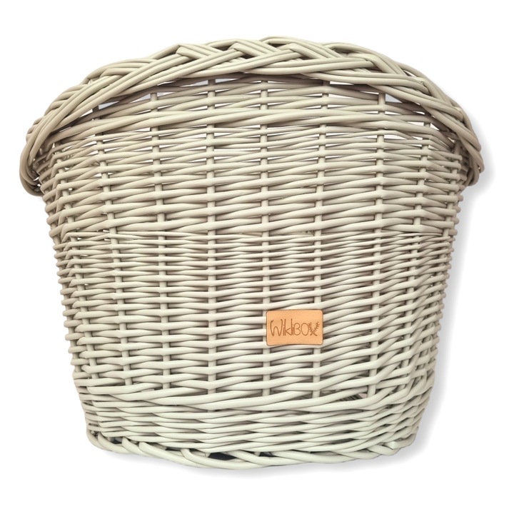 Cos de bicicleta din ratan, Wiklibox, oliv, 33x41x29cm