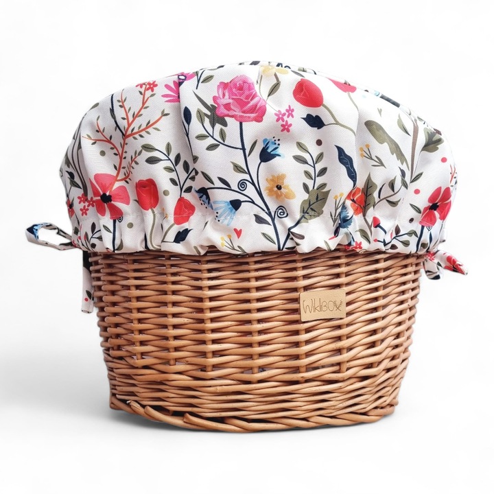 Кошница за велосипед от естествен ратан с водоустойчива полиестерна вложка, Wiklibox, 33x41x29см