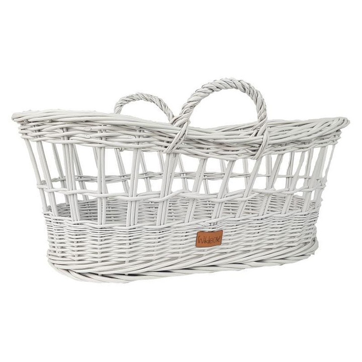 Wiklibox Mózes kosár babáknak, fehér, 52x30cm