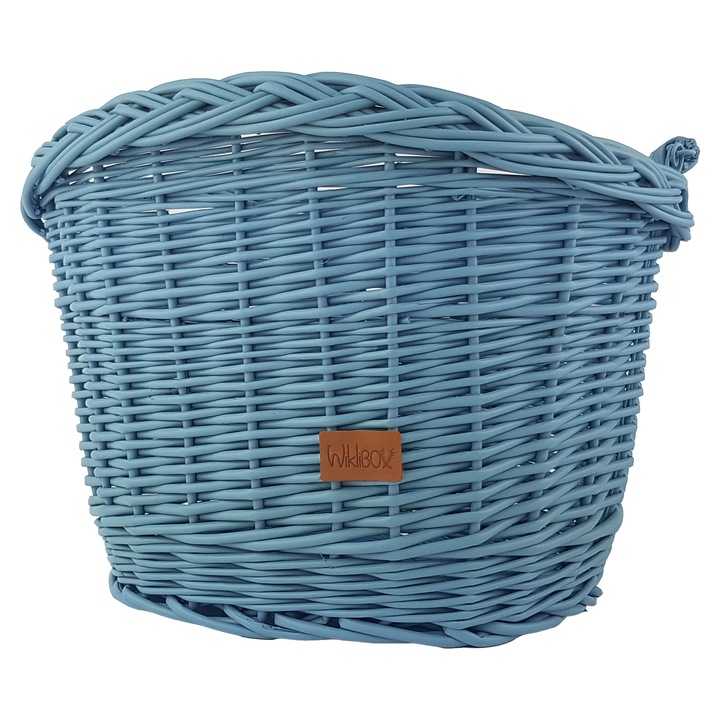 Cos de bicicleta din ratan, Wiklibox, Albastru, 33x41x29cm