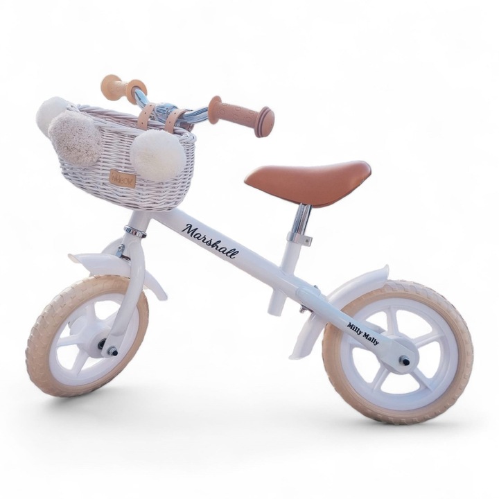 Wiklibox gyermek kerékpár kosár, fehér, 12x22x16cm