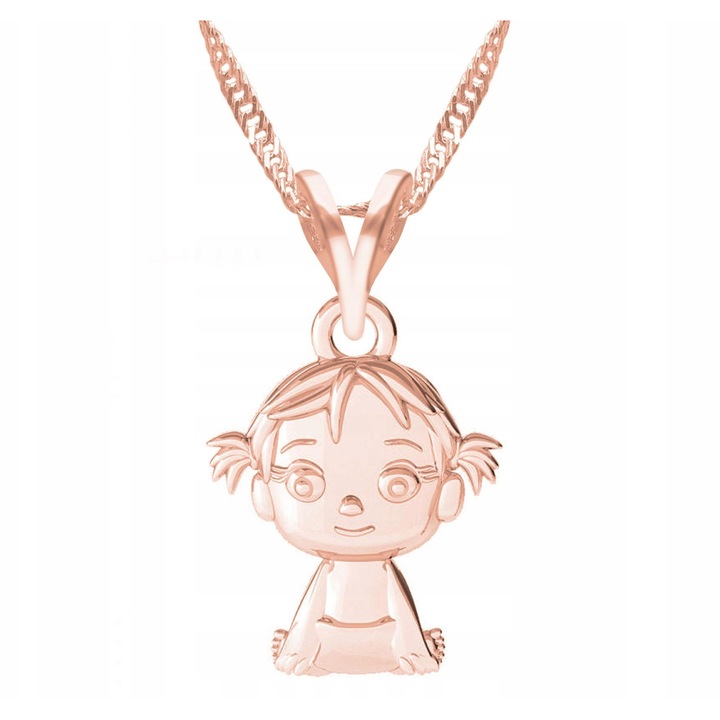 Colier dama, Larezo, Argint, Pandantiv fetita, Placat cu aur