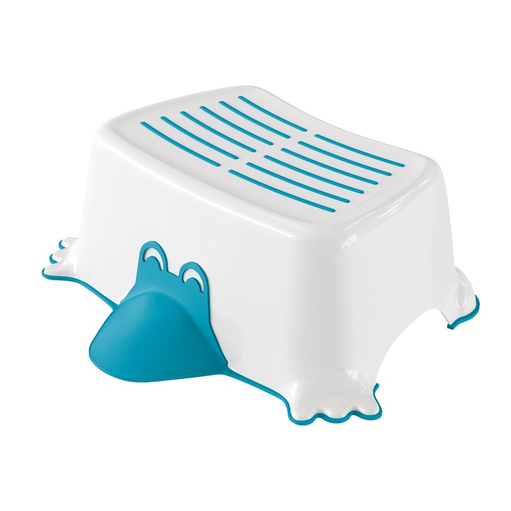 Столче за баня тип стъпало за деца, синьо, противоплъзгащо, издържа максимум 150 кг, Sanit-Plast