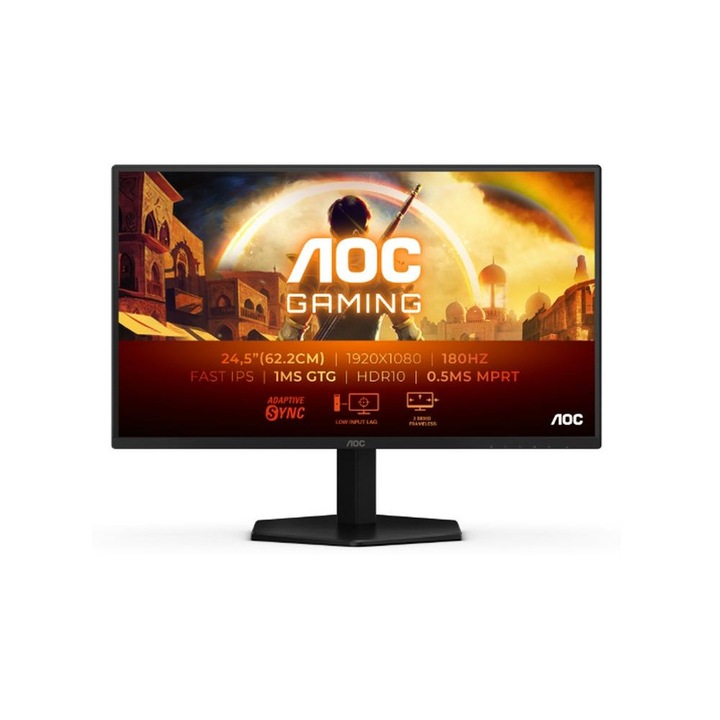 AOC 25G42E 24.5" Gamer Monitor – Gyors IPS, 180Hz, 1ms, Adaptive Sync, Alacsony Kékfény, HDMI & DP