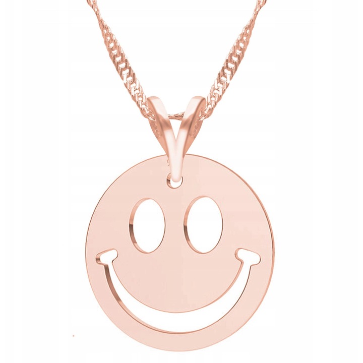 Colier Larezo, roze aur, 47cm + 3cm, argint 925, design emoticon