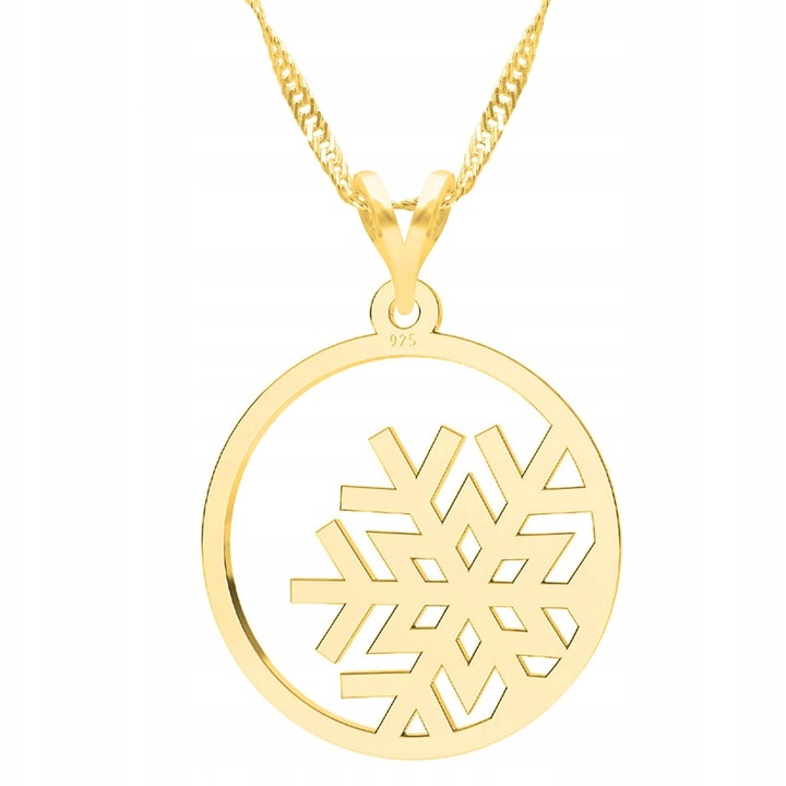 Colier din argint 925, placat cu aur 585, lungime 52cm + 3cm, design elegant, Larezo