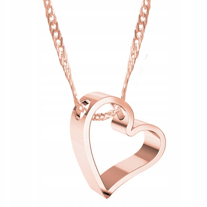 Colier Larezo, Serce, argint 925, aur roz, 47cm + 3cm, design elegant