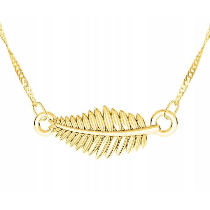 Colier din argint 925 cu placare aurie, motiv frunza, 47cm + 3cm, Larezo