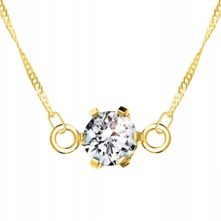 Colier din argint 925 cu ceara de aur 585 si zirconii, 47cm + 3cm, Larezo, design elegant