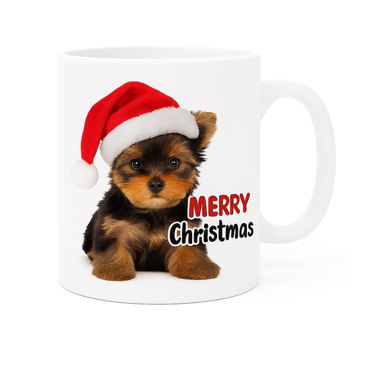 Cana Merry Christmas cu catelus – cadoul perfect de Craciun pentru iubitorii de animale, Tipo-Art