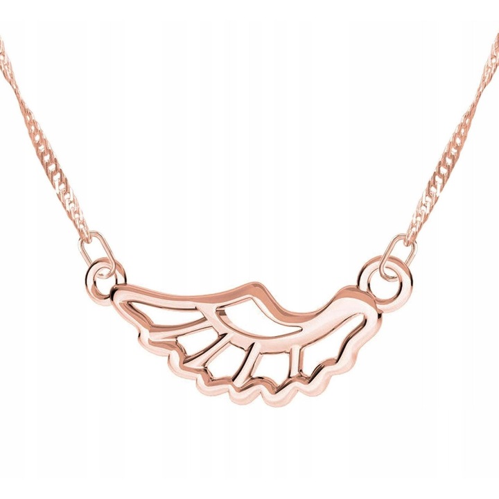 Nyaklánc, Larezo, 925 ezüst, rozé arany bevonatú, 47cm + 3cm, szárny design