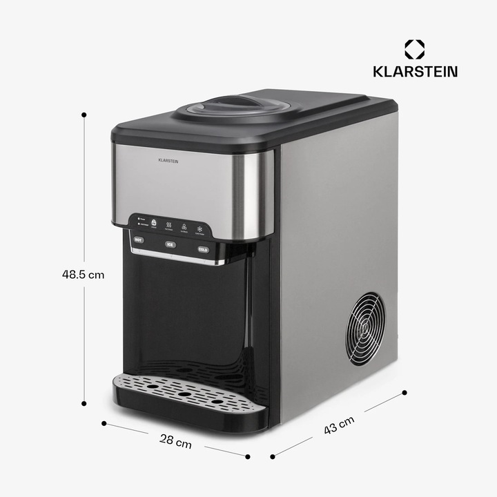 Masina de facut gheata Klarstein, profesionala, capacitate 20 kg/24 ore, autocuratare, inox, 28x48.5cm