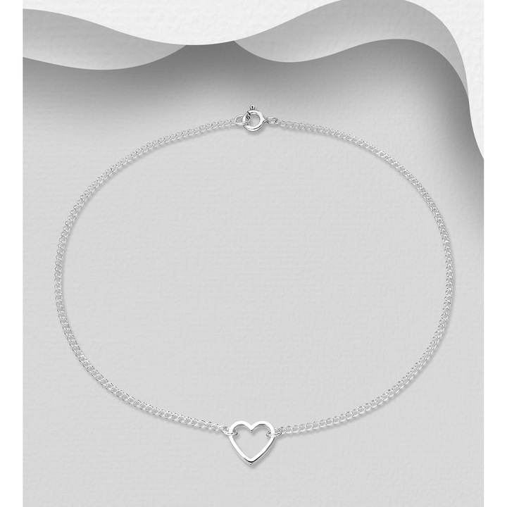 Bratara glezna din argint cu inimioara