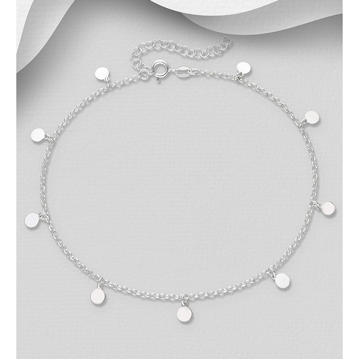 Bratara picior argint cu banuti pe lantisor