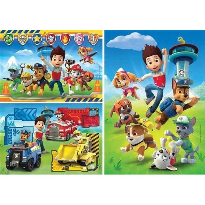 Пъзел 3 Комплекта от 48 части, Clementoni, Пес Патрул, 3D, Екологичен