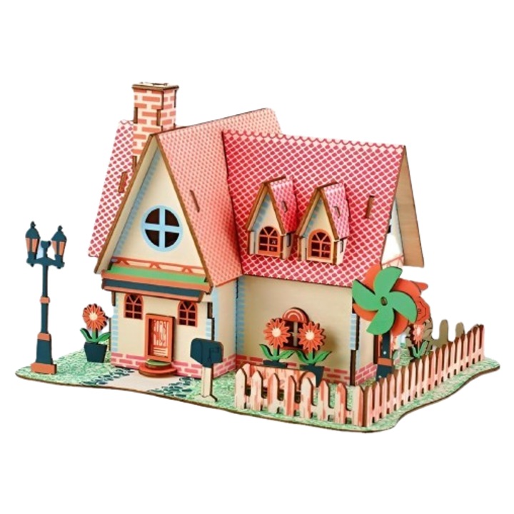 3D fa puzzle, Napraforgó ház, 73 darab, 16cm x 13cm x 12cm