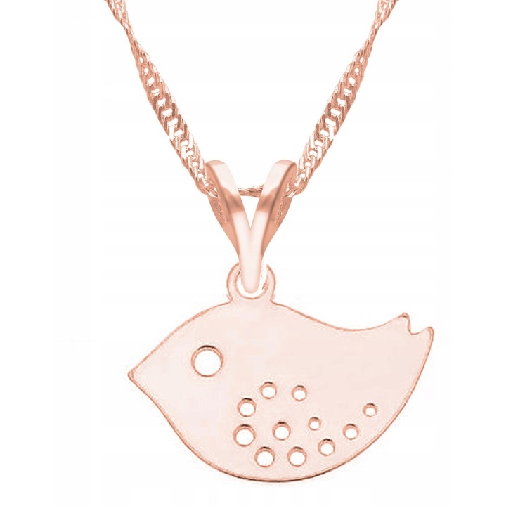 Colier, Larezo, argint 925, placat cu aur roz, 47cm + 3cm, design animalier