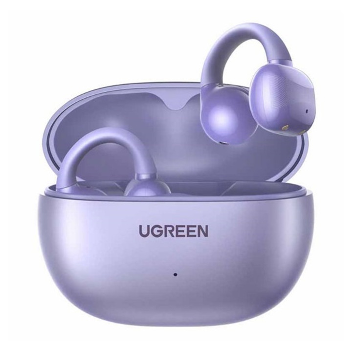 Ugreen hitune s3 ws209 bluetooth fülhallgató sztereo, v5.4, tws, mikrofon, fülre akasztható + töltőtok, lila