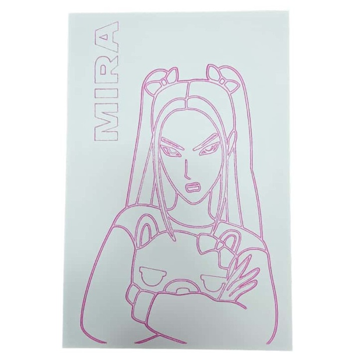 Set desen cu nisip colorat, Huntrix Mira, 30x20cm, 8 pungute nisip, multicolor