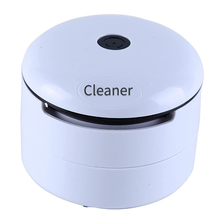 Aspirator de Birou Portabil, DeskClean Mini Line, Compact, Functionare pe Baterii, Putere de Absorbtie pentru Praful, Firimituri si Resturi, Design Modern, Silentionos, Ideal pentru Tastaturi, Birou, Mobilier si Masina, Alb