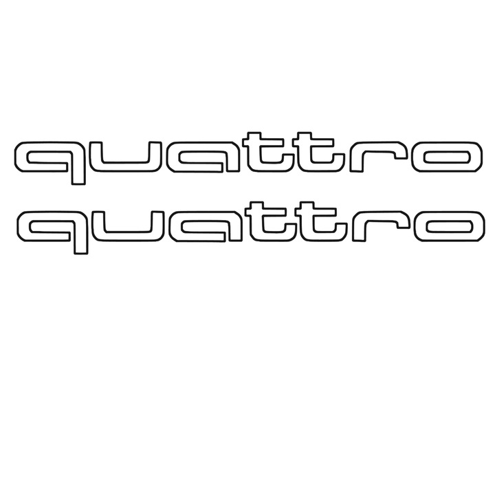 Set 2 stickere tuning pentru Audi, Quattro, scris subtire, rezistente, 30cm, negru