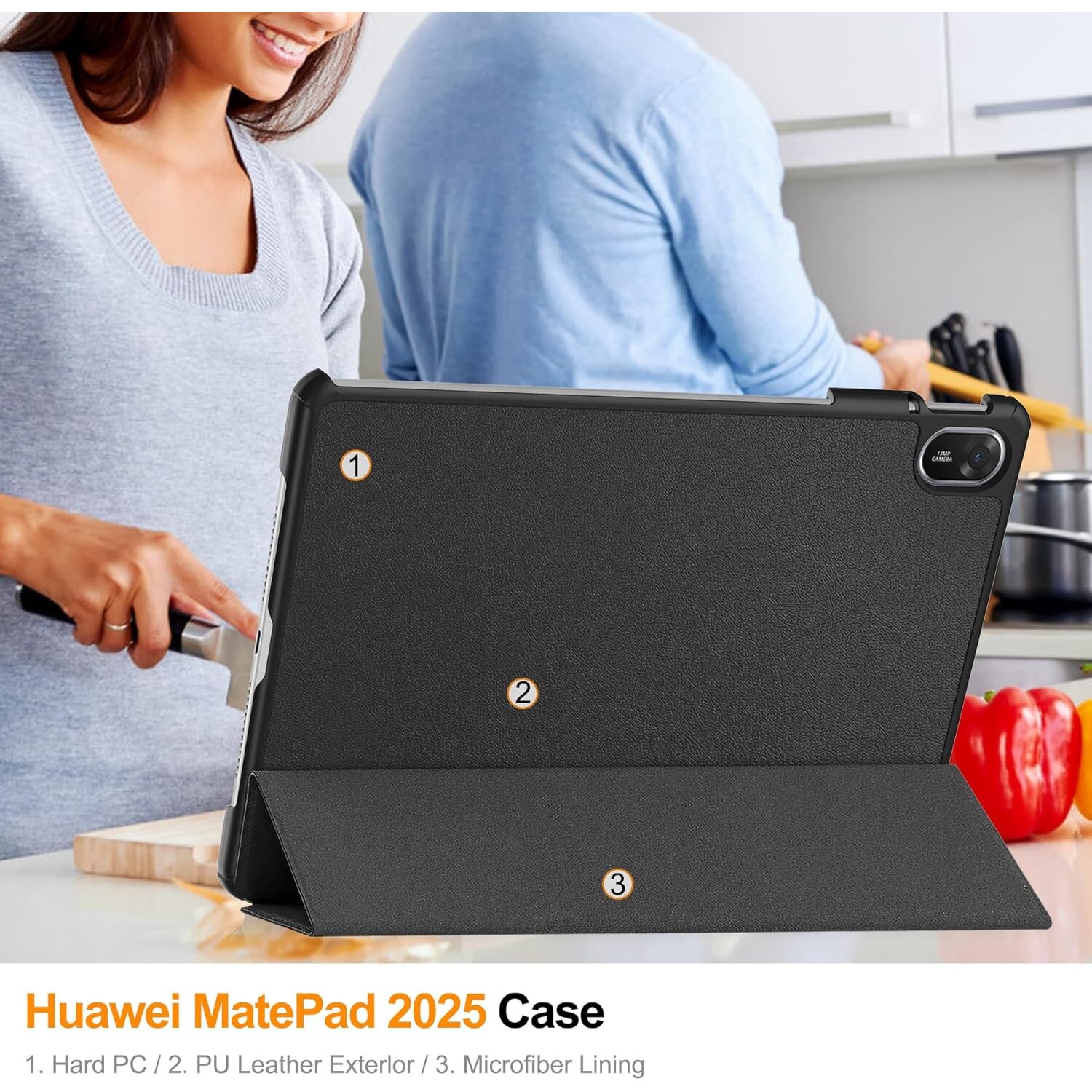 Husa pentru Huawei MatePad 11.5 (2025) tip stand functie sleep/wake-up si inchidere magnetica, protectie 360 - negru