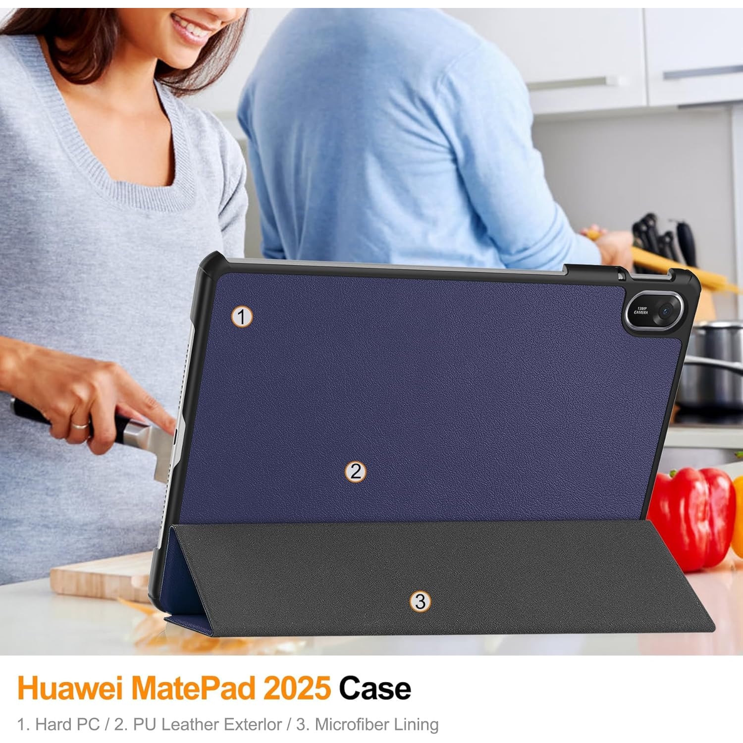 Husa pentru Huawei MatePad 11.5 (2025) tip stand functie sleep/wake-up si inchidere magnetica, protectie 360 - albastru