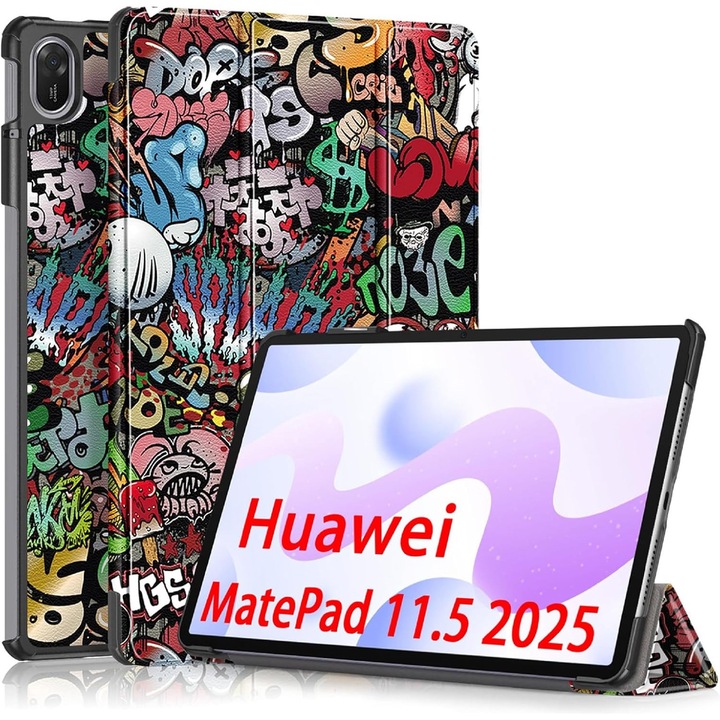 Husa pentru Huawei MatePad 11.5 (2025) tip stand functie sleep/wake-up si inchidere magnetica, protectie 360 - Graffiti