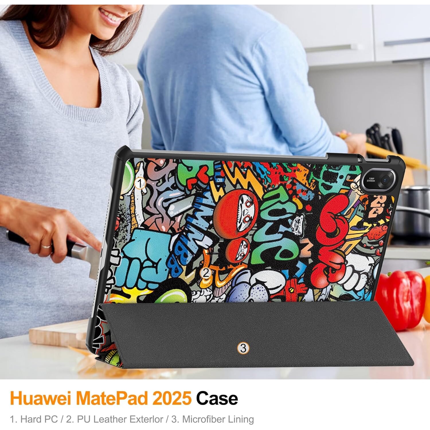 Husa pentru Huawei MatePad 11.5 (2025) tip stand functie sleep/wake-up si inchidere magnetica, protectie 360 - Graffiti