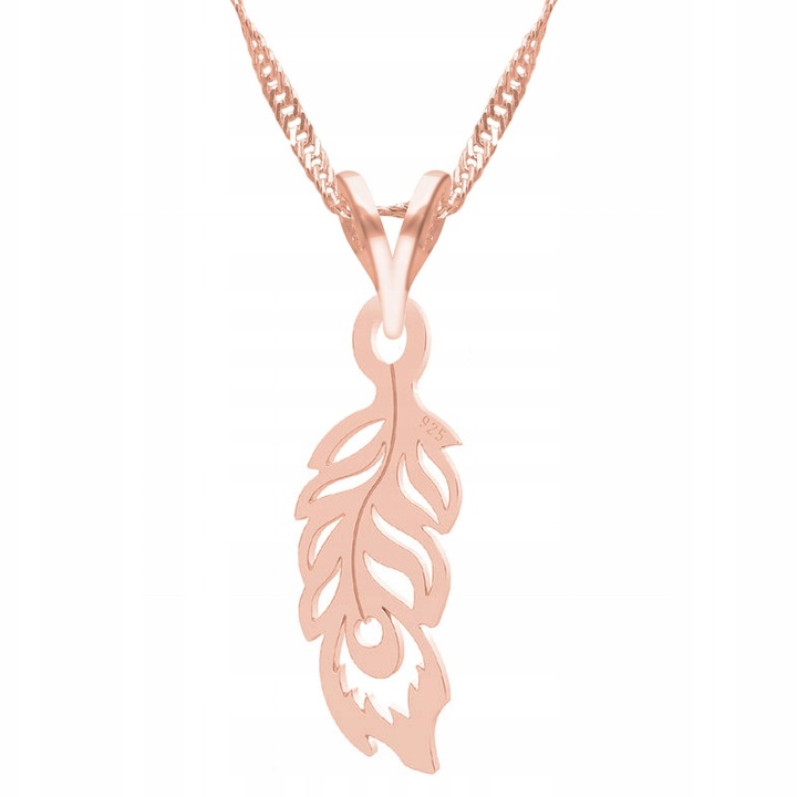 Colier placat cu aur cu pana de paun, pana de paun, ARGINT 925, Larezo