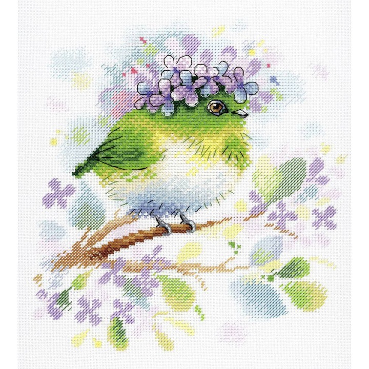 Комплект за бродиране с кръстат бод MP Studia "На люляков клон" 20x20 см