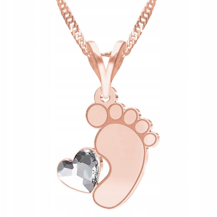 Colier placat cu aur Placa cu piciorus Familie Picior de copil ARGINT 925, Larezo