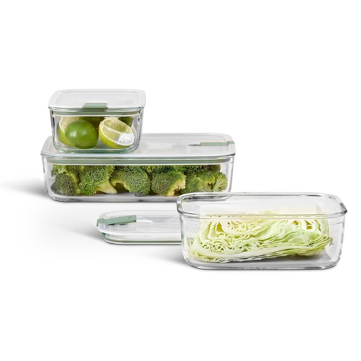 Mepal üveg edénykészlet, 2x1000 ml plusz 2250 ml, légmentesen záródó, zsályaszürke