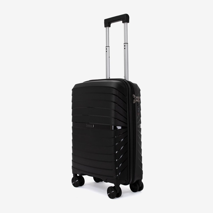 KREAL Hawaii kézipoggyász bőrönd, számzáras, polipropilén, fekete, 55x35x20 cm