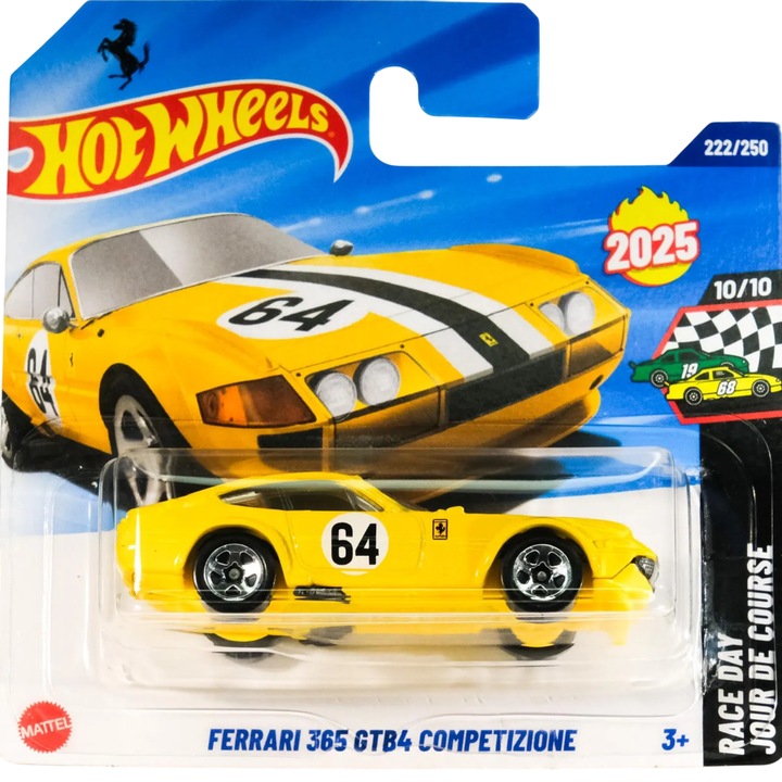 Masinuta Metalica Hot Wheels Ferrari 365 GTB4 Competizione Galben 2026 1:64
