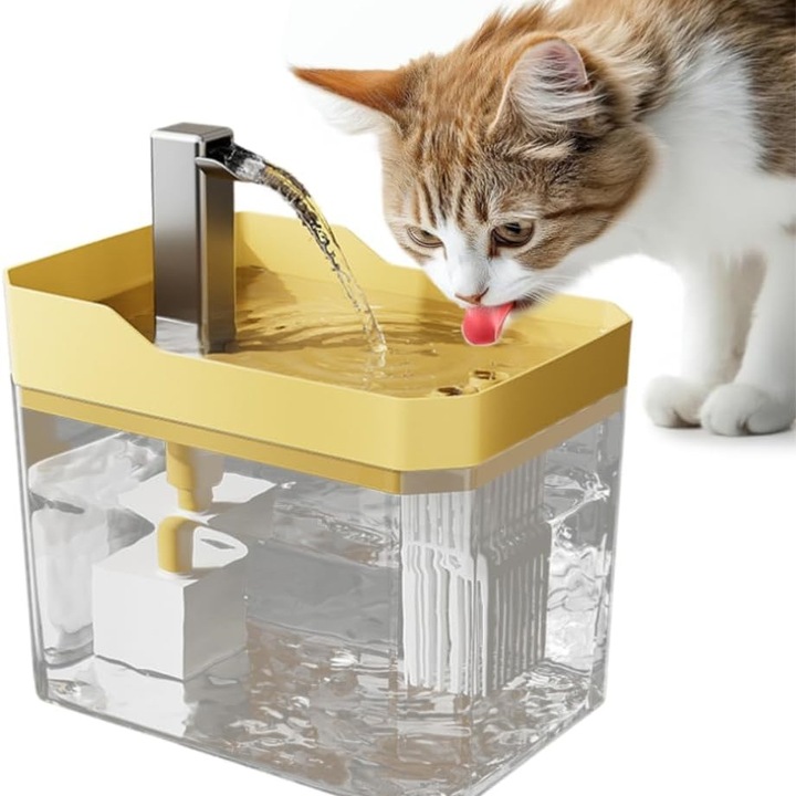 Ivó szökőkút macskáknak és kutyáknak, szökőkút stílusú, ultra-csendes, szűrőrendszerrel és aktív szenes recirkulációval