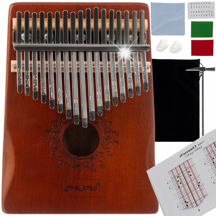 Instrument muzical de jucarie, Malatec, Kalimba, 17 clape, set, lemn